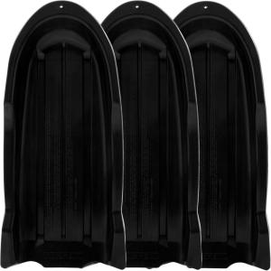 imageSuperio Toboggan Snow Sleds for Kids and Adults Pack of 3 46quot Heavy Duty Plastic Open Back Sliders with Handles and Holes for Pull Ropes Ropes Excluded Kid and Adult Winter FunBlack