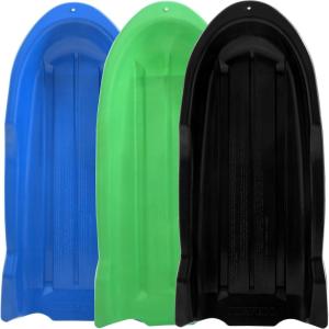 imageSuperio Toboggan Snow Sleds for Kids and Adults Pack of 3 46quot Heavy Duty Plastic Open Back Sliders with Handles and Holes for Pull Ropes Ropes Excluded Kid and Adult Winter FunBlue  Green  Black
