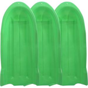 imageSuperio Toboggan Snow Sleds for Kids and Adults Pack of 3 46quot Heavy Duty Plastic Open Back Sliders with Handles and Holes for Pull Ropes Ropes Excluded Kid and Adult Winter FunGreen