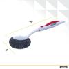 imageBBQ Grill Brush Bristle Free Stainless Steel Scrubber Cleaner Dishwashing Brush with Long Handle Great for Pots Pans Stove Cast Iron GasCharcoaland Electric Grills Griddle Blue SuperioRed