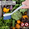 imageDish Washing Scrubber Vegetable Brush  Blue  White 2 Sided Bristles  Long Handle With Rubber Grip Non Scratch Kitchen and Bath Cleaning By SuperioBlue