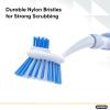 imageDish Washing Scrubber Vegetable Brush  Blue  White 2 Sided Bristles  Long Handle With Rubber Grip Non Scratch Kitchen and Bath Cleaning By SuperioBlue
