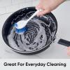 imageDish Washing Scrubber Vegetable Brush  Blue  White 2 Sided Bristles  Long Handle With Rubber Grip Non Scratch Kitchen and Bath Cleaning By SuperioBlue