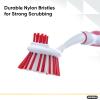 imageDish Washing Scrubber Vegetable Brush  Blue  White 2 Sided Bristles  Long Handle With Rubber Grip Non Scratch Kitchen and Bath Cleaning By SuperioRed