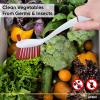 imageDish Washing Scrubber Vegetable Brush  Blue  White 2 Sided Bristles  Long Handle With Rubber Grip Non Scratch Kitchen and Bath Cleaning By SuperioRed