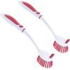 imageDish Washing Scrubber Vegetable Brush  Blue  White 2 Sided Bristles  Long Handle With Rubber Grip Non Scratch Kitchen and Bath Cleaning By SuperioRed