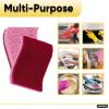 imageNonScratch Cellulose Sponge Kitchen Scrub Sponge with Scouring Pad Set Good for NonStick Cookware Frying Pan Pot Counter Top Sink Scrubbing Kitchen Scrubbers Pack of 1 RedPinkRed