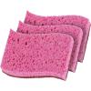 imageNonScratch Cellulose Sponge Kitchen Scrub Sponge with Scouring Pad Set Good for NonStick Cookware Frying Pan Pot Counter Top Sink Scrubbing Kitchen Scrubbers Pack of 1 RedPinkRed