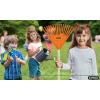 imagePack of 12 Kids Rake with Hardwood Handle Durable Plastic Head to Sweep Leaves in Lawn and Tidying Up The Garden 34quot GreyOrange