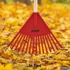 imagePack of 3 Kids Rake with Hardwood Handle Durable Plastic Head to Sweep Leaves in Lawn and Tidying Up The Garden 34quot GreyRed