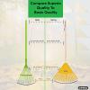 imagePack of 3 Kids Rake with Hardwood Handle Durable Plastic Head to Sweep Leaves in Lawn and Tidying Up The Garden 34quot GreyYellow