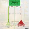 imagePack of 6 Rakes with Hardwood Handle Durable Plastic Head to Sweep Leaves in Lawn and Tidying Up The Garden 34quot GreenRed