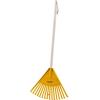 imagePack of 6 Rakes with Hardwood Handle Durable Plastic Head to Sweep Leaves in Lawn and Tidying Up The Garden 34quot GreenYellow