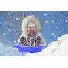 imageSuperio 46quot Toboggan Snow Sleds for Kids and Adults 4 Pack Heavy Duty Plastic Open Back Sliders with Handles and Hole for Pull Ropes Ropes ExcludedBlue
