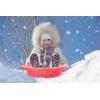 imageSuperio 46quot Toboggan Snow Sleds for Kids and Adults 4 Pack Heavy Duty Plastic Open Back Sliders with Handles and Hole for Pull Ropes Ropes ExcludedRed