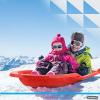 imageSuperio 46quot Toboggan Snow Sleds for Kids and Adults 4 Pack Heavy Duty Plastic Open Back Sliders with Handles and Hole for Pull Ropes Ropes ExcludedRed