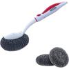 imageSuperio BBQ Grill Brush Bristle Free Stainless Steel Scrubber Cleaner Dishwashing Brush with Long Handle Great for Pots Pans Stove Cast Iron GasCharcoaland Electric Grills Blue 3 Pc SetRed