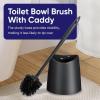 imageSuperio Bathroom Trash Can with Toilet Brush Set Grey Modern 6 Liter Small Waste Basket Plastic Step On Garbage Can and Toilet Bowl Cleaner Bathroom Accessories Set Black