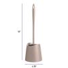 imageSuperio Bathroom Trash Can with Toilet Brush Set Grey Modern 6 Liter Small Waste Basket Plastic Step On Garbage Can and Toilet Bowl Cleaner Bathroom Accessories Set Taupe