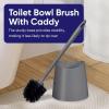 imageSuperio Bathroom Trash Can with Toilet Brush Set Grey Modern 6 Liter Small Waste Basket Plastic Step On Garbage Can and Toilet Bowl Cleaner Bathroom Accessories Set Grey