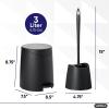 imageSuperio Bathroom Trash Can with Toilet Brush Set Grey Modern 6 Liter Small Waste Basket Plastic Step On Garbage Can and Toilet Bowl Cleaner Bathroom Accessories Set Black