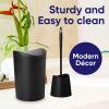 imageSuperio Bathroom Trash Can with Toilet Brush Set Taupe Modern 6 Liter Small Waste Basket Plastic Garbage Can with Swing Lid and Toilet Bowl Cleaner Bathroom Accessories SetBlackSet