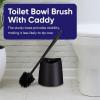 imageSuperio Bathroom Trash Can with Toilet Brush Set Taupe Modern 6 Liter Small Waste Basket Plastic Garbage Can with Swing Lid and Toilet Bowl Cleaner Bathroom Accessories SetBlackSet