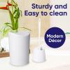 imageSuperio Bathroom Trash Can with Toilet Brush Set Taupe Modern 6 Liter Small Waste Basket Plastic Garbage Can with Swing Lid and Toilet Bowl Cleaner Bathroom Accessories SetWhiteSet
