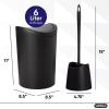 imageSuperio Bathroom Trash Can with Toilet Brush Set Taupe Modern 6 Liter Small Waste Basket Plastic Garbage Can with Swing Lid and Toilet Bowl Cleaner Bathroom Accessories SetBlackSet