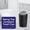 imageSuperio Bathroom Trash Can with Toilet Brush Set Taupe Modern 6 Liter Small Waste Basket Plastic Garbage Can with Swing Lid and Toilet Bowl Cleaner Bathroom Accessories SetBlackSet