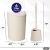 imageSuperio Bathroom Trash Can with Toilet Brush Set Taupe Modern 6 Liter Small Waste Basket Plastic Garbage Can with Swing Lid and Toilet Bowl Cleaner Bathroom Accessories SetEco FriendlySet