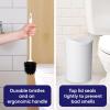 imageSuperio Bathroom Trash Can with Toilet Brush Set Taupe Modern 6 Liter Small Waste Basket Plastic Garbage Can with Swing Lid and Toilet Bowl Cleaner Bathroom Accessories SetWhiteSet