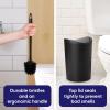 imageSuperio Bathroom Trash Can with Toilet Brush Set Taupe Modern 6 Liter Small Waste Basket Plastic Garbage Can with Swing Lid and Toilet Bowl Cleaner Bathroom Accessories SetBlackSet