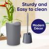 imageSuperio Bathroom Trash Can with Toilet Brush Set Taupe Modern 6 Liter Small Waste Basket Plastic Garbage Can with Swing Lid and Toilet Bowl Cleaner Bathroom Accessories SetGreySet