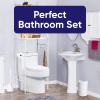 imageSuperio Bathroom Trash Can with Toilet Brush Set Taupe Modern 6 Liter Small Waste Basket Plastic Garbage Can with Swing Lid and Toilet Bowl Cleaner Bathroom Accessories SetWhiteSet