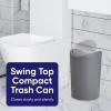 imageSuperio Bathroom Trash Can with Toilet Brush Set Taupe Modern 6 Liter Small Waste Basket Plastic Garbage Can with Swing Lid and Toilet Bowl Cleaner Bathroom Accessories SetGreySet