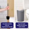 imageSuperio Bathroom Trash Can with Toilet Brush Set Taupe Modern 6 Liter Small Waste Basket Plastic Garbage Can with Swing Lid and Toilet Bowl Cleaner Bathroom Accessories SetGreySet