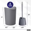 imageSuperio Bathroom Trash Can with Toilet Brush Set Taupe Modern 6 Liter Small Waste Basket Plastic Garbage Can with Swing Lid and Toilet Bowl Cleaner Bathroom Accessories SetGreySet