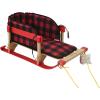 imageSuperio Children Wooden Sled Snow Sled for Toddlers Kids Sleigh with Pull Ropes Baby SledRed Cushion