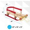 imageSuperio Children Wooden Sled Snow Sled for Toddlers Kids Sleigh with Pull Ropes and Cushion Baby SledSled with Red Cushion