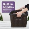 imageSuperio Laundry Basket Plastic Storage Hamper Basket Beige Cloths Basket Organizer with CutOut Handles Space Saving for Laundry Room Bedroom Bathroom Wicker Design 50 Liter 2 PackBrown