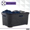 imageSuperio Laundry Basket Plastic Storage Hamper Basket Beige Cloths Basket Organizer with CutOut Handles Space Saving for Laundry Room Bedroom Bathroom Wicker Design 50 Liter 2 PackGray