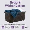 imageSuperio Laundry Basket Plastic Storage Hamper Basket Beige Cloths Basket Organizer with CutOut Handles Space Saving for Laundry Room Bedroom Bathroom Wicker Design 50 Liter 2 PackBrown