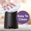 imageSuperio MIni Plastic Bathroom Trash Can with Lid 3 Liter Taupe Modern Curved Step On Trash Can with Foot Pedal Mini Kitchen Waste Bin Durable and Soft Close for Bedroom Office Under DeskBlack