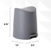 imageSuperio MIni Plastic Bathroom Trash Can with Lid 3 Liter Taupe Modern Curved Step On Trash Can with Foot Pedal Mini Kitchen Waste Bin Durable and Soft Close for Bedroom Office Under DeskGrey2 Pack