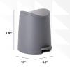 imageSuperio MIni Plastic Bathroom Trash Can with Lid 3 Liter Taupe Modern Curved Step On Trash Can with Foot Pedal Mini Kitchen Waste Bin Durable and Soft Close for Bedroom Office Under DeskGray