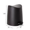 imageSuperio MIni Plastic Bathroom Trash Can with Lid 3 Liter Taupe Modern Curved Step On Trash Can with Foot Pedal Mini Kitchen Waste Bin Durable and Soft Close for Bedroom Office Under DeskBlackSet