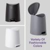 imageSuperio MIni Plastic Bathroom Trash Can with Lid 3 Liter Taupe Modern Curved Step On Trash Can with Foot Pedal Mini Kitchen Waste Bin Durable and Soft Close for Bedroom Office Under DeskTaupe2 Pack
