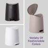 imageSuperio MIni Plastic Bathroom Trash Can with Lid 3 Liter Taupe Modern Curved Step On Trash Can with Foot Pedal Mini Kitchen Waste Bin Durable and Soft Close for Bedroom Office Under DeskGray