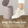 imageSuperio MIni Plastic Bathroom Trash Can with Lid 3 Liter Taupe Modern Curved Step On Trash Can with Foot Pedal Mini Kitchen Waste Bin Durable and Soft Close for Bedroom Office Under DeskTaupe